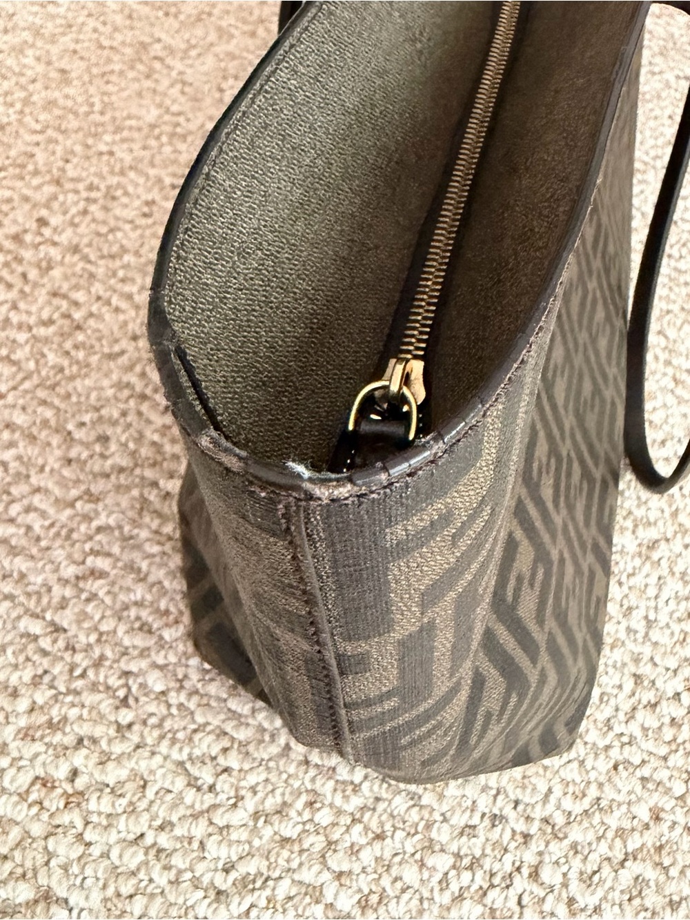Authentic Fendi Brown Zucca Canvas Roll Tote - Picture 5 of 12